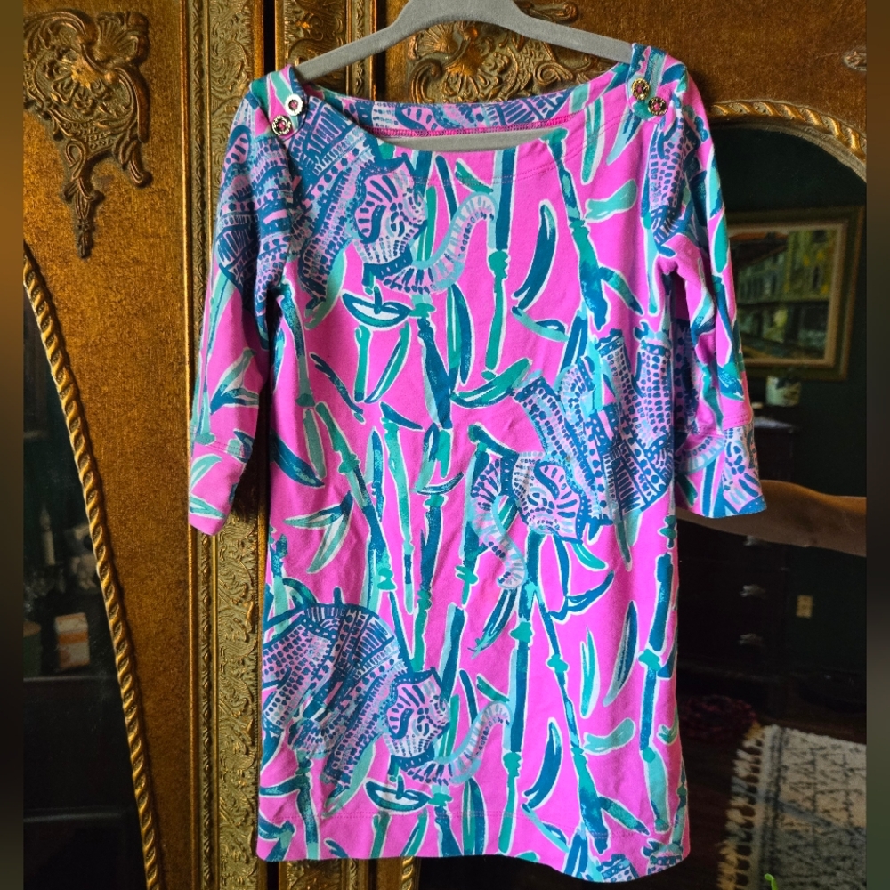Lilly Pulitzer Pink and Blue Elephant Dress